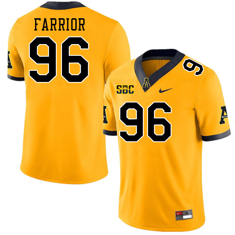 Appalachian State Mountaineers #96 Saint Farrior College Football Jerseys Stitched-Gold